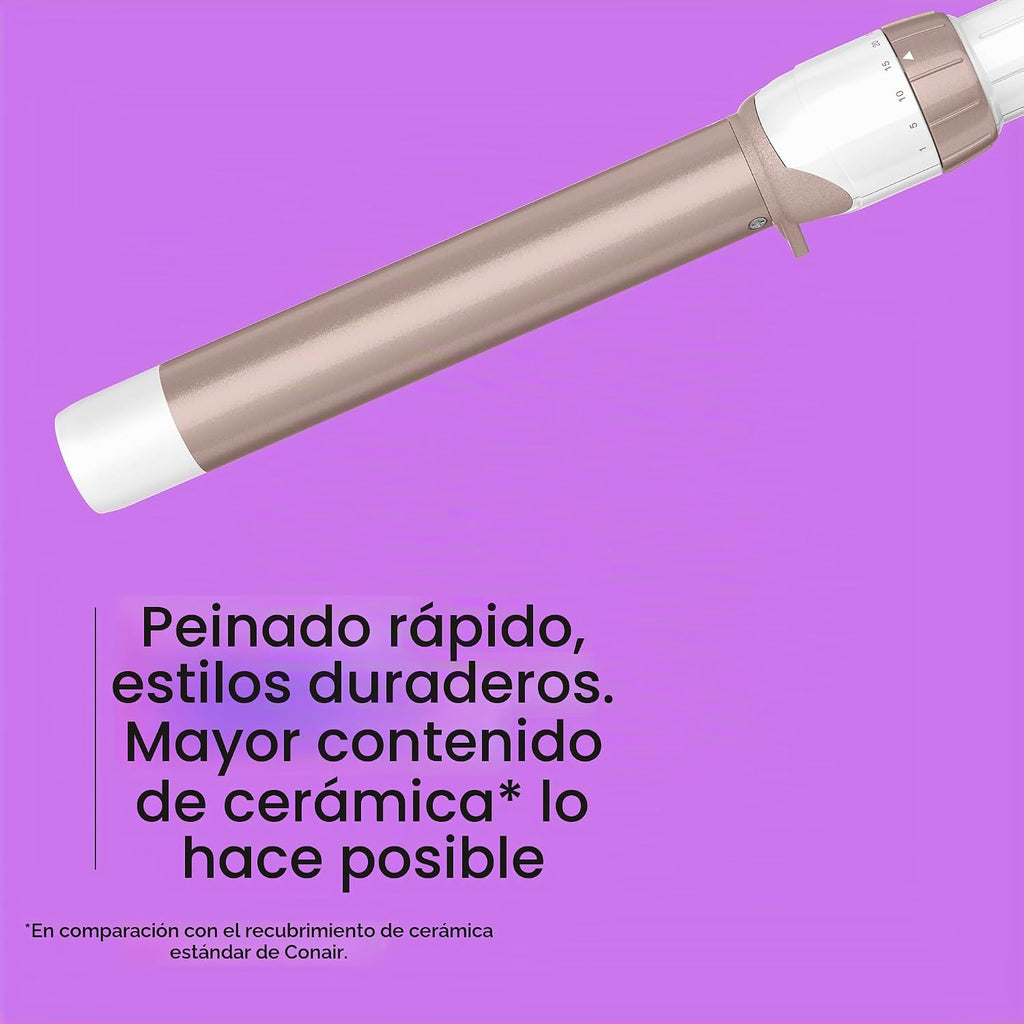 Conair Varita Rizador de Cerámica Doble de 1 Pulgada con Pinza, Pro...