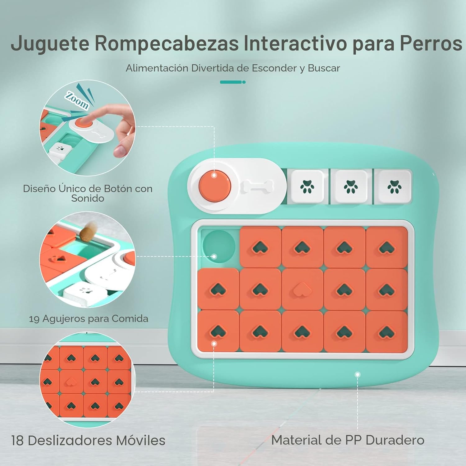 Juguetes de rompecabezas para perros, dispensadores de golosinas pa...