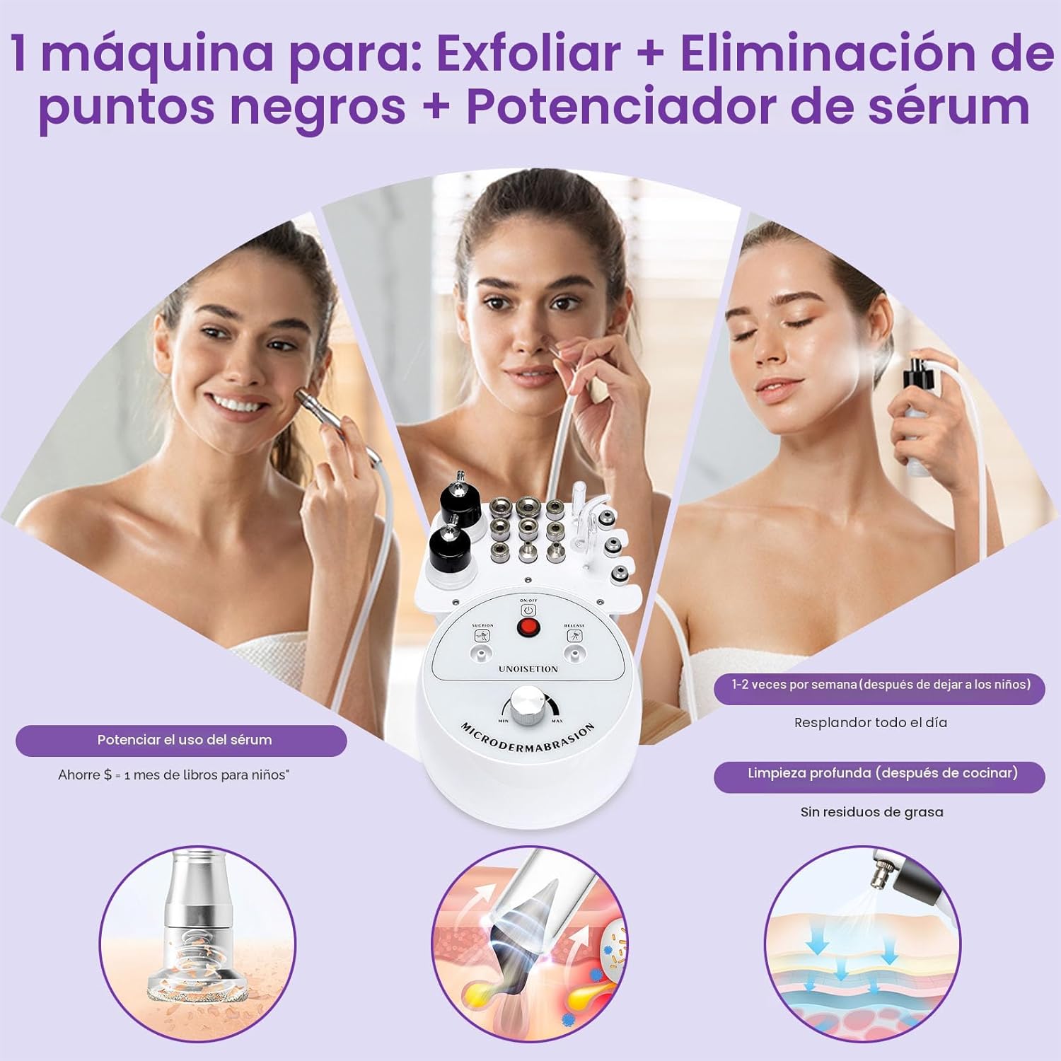UNOISETION Máquina de microdermoabrasión con diamante profesional,...