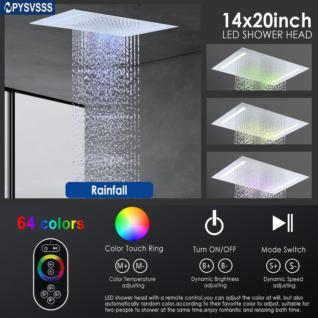 NPYSVSSS - Sistema de ducha termostático con cabezal LED de montaje...
