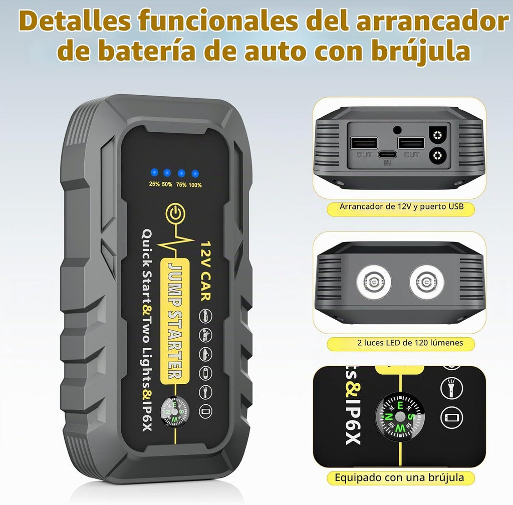 Arrancador de batería de automóvil, batería de arranque de coche de...