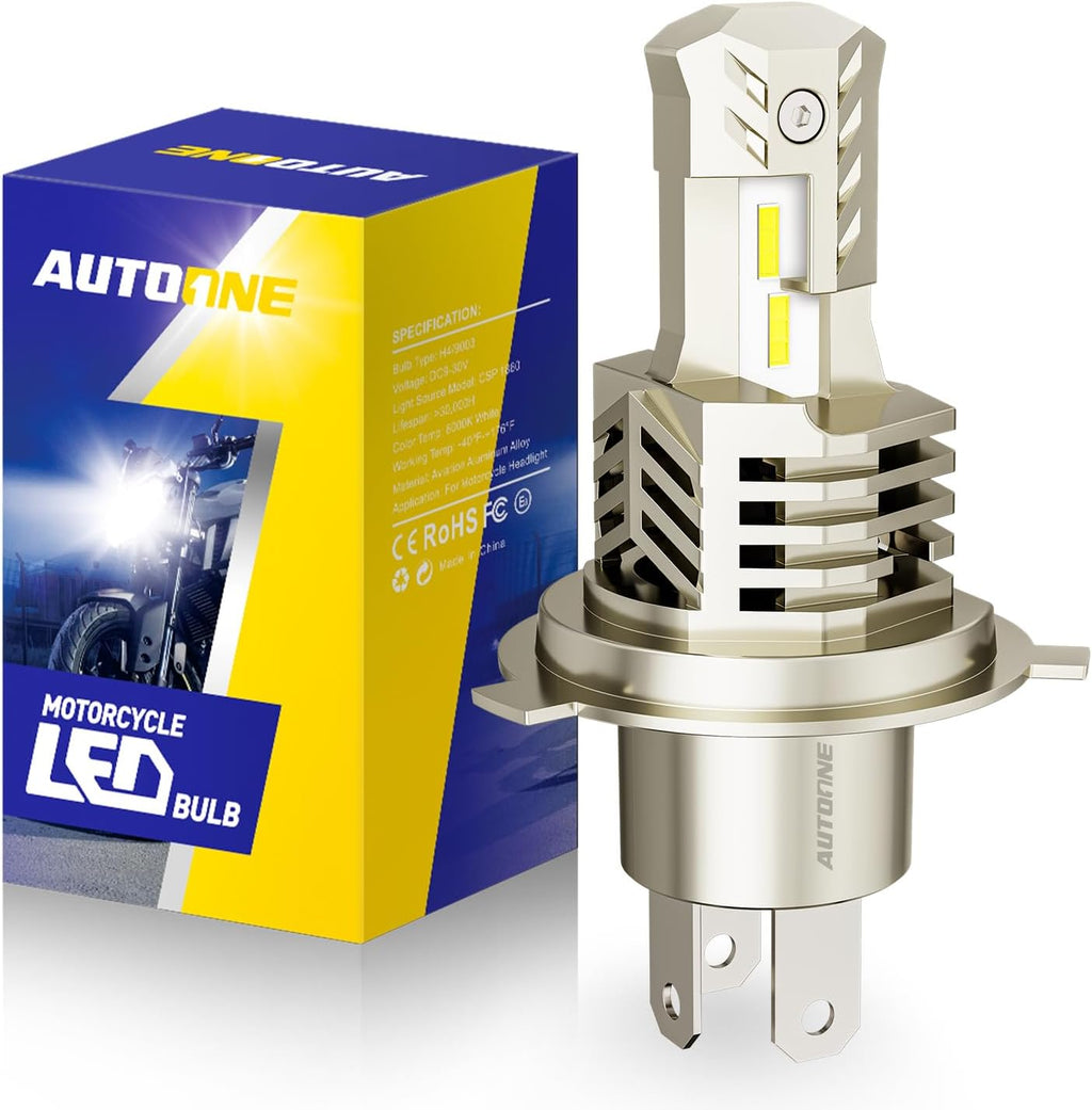 AUTOONE Bombilla LED 9003\/H4\/HB2 para motocicleta, ATV, automóvil...