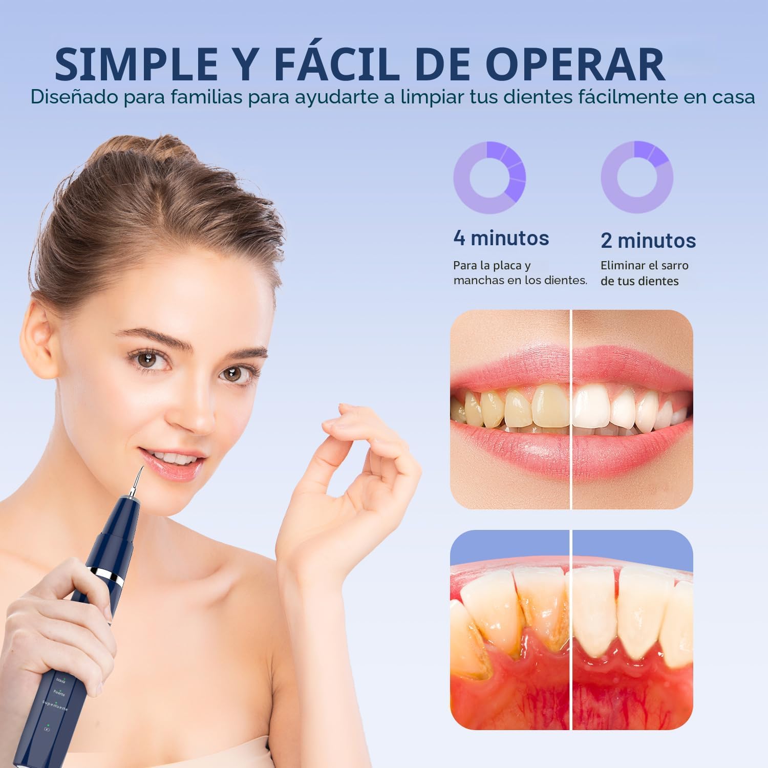 Eliminador de placa\/sarro para dientes, kit de limpieza dental de...