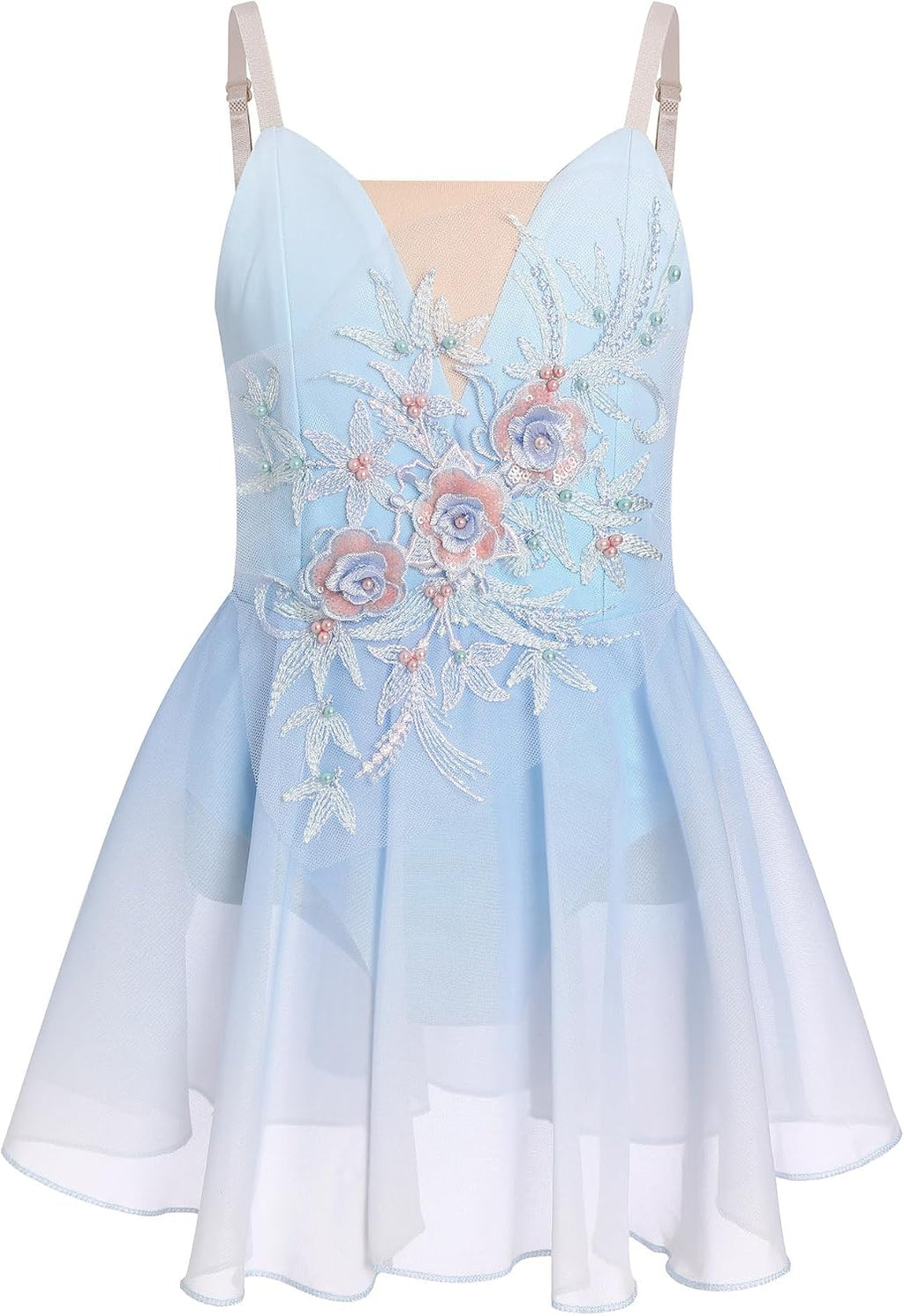 Vestido de patinaje artístico sobre hielo para niñas, lentejuelas b...
