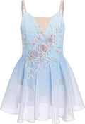 Vestido de patinaje artístico sobre hielo para niñas, lentejuelas b...