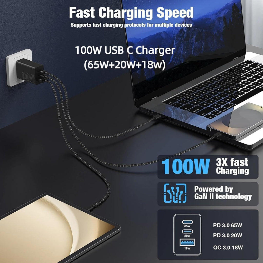 Cargador de carga rápida para iPhone 17 16 15 Pro Max de 65 W, 3 pu...