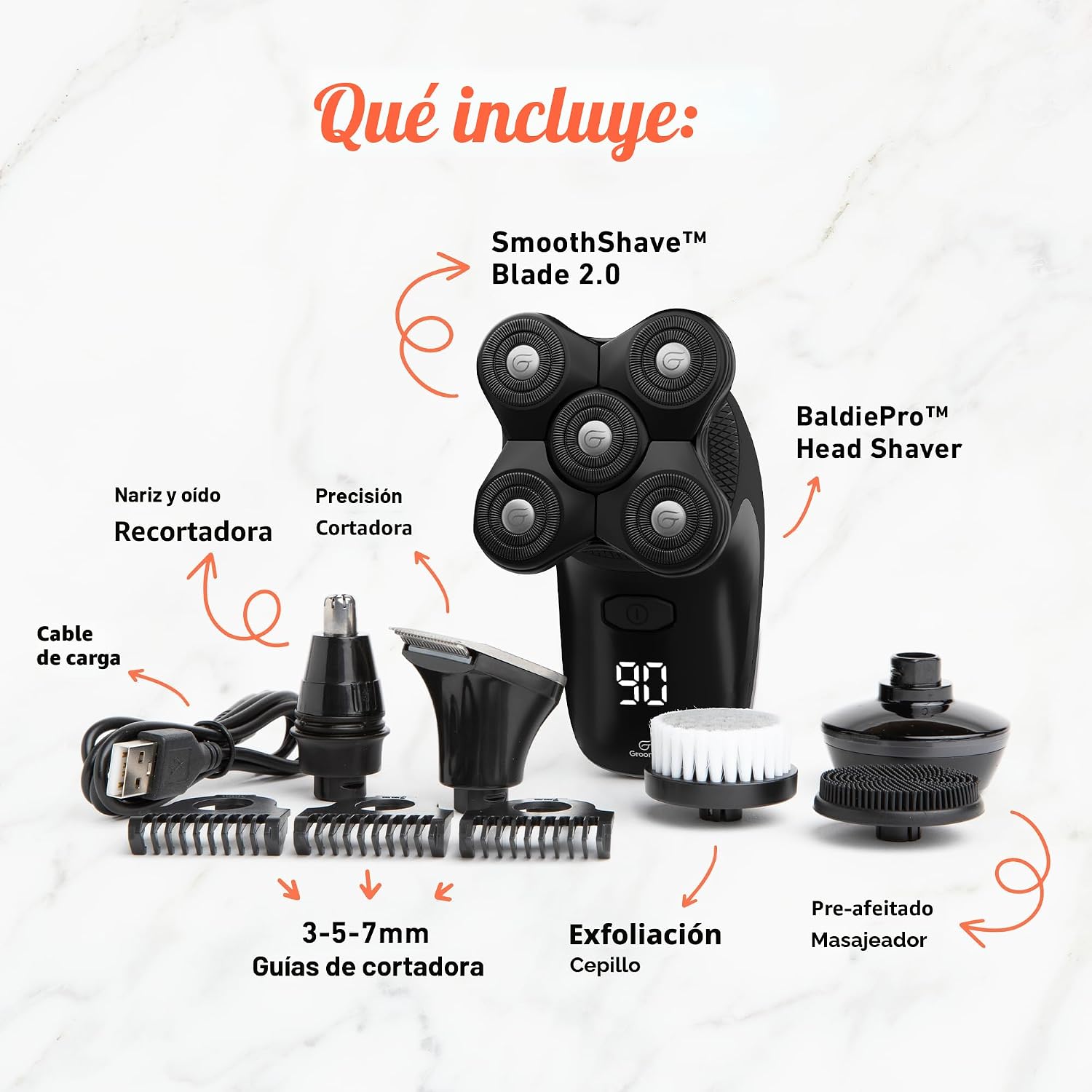 Groomie BaldiePro - Afeitadoras inalámbricas de cabeza calva para h...