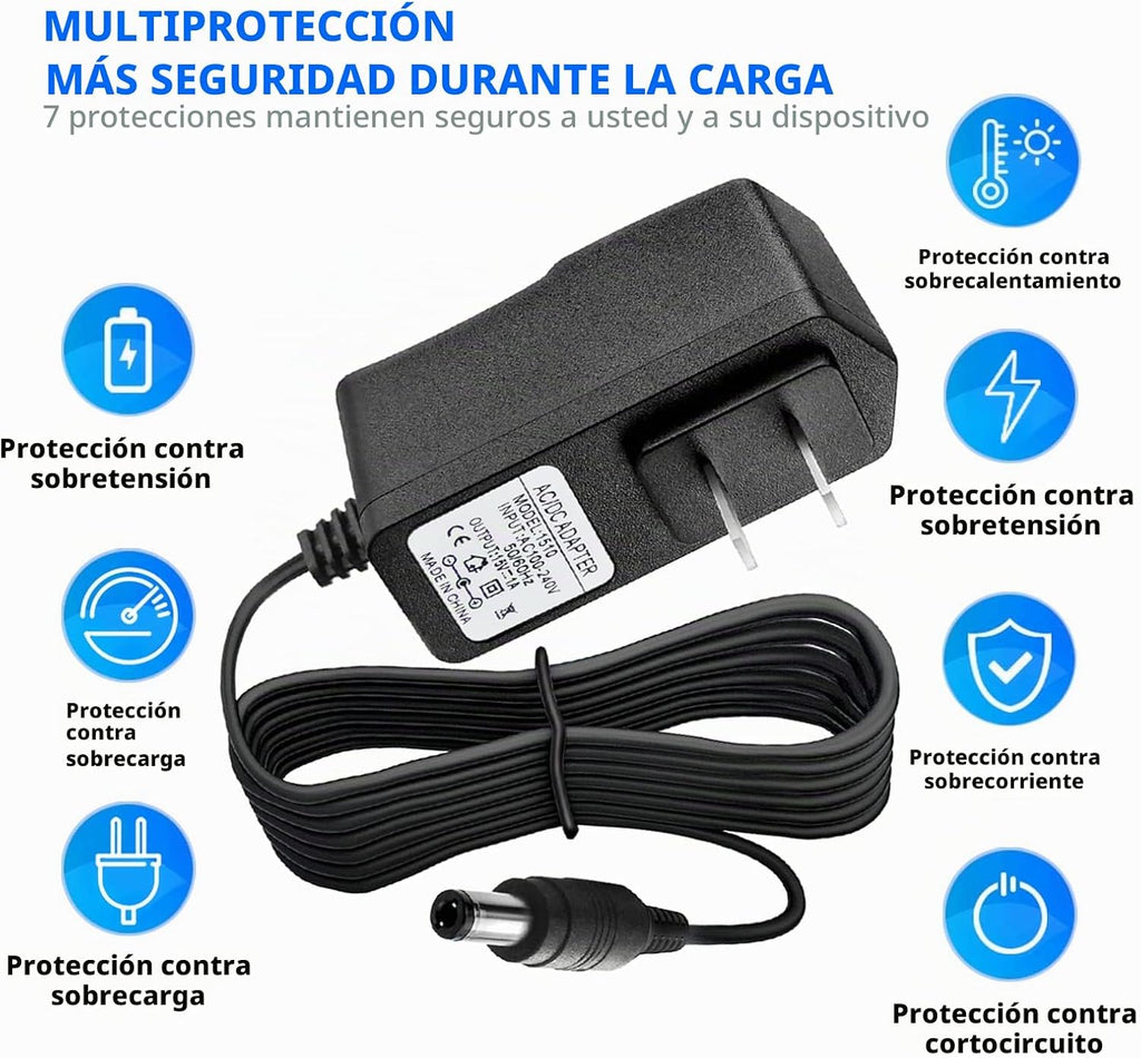 Adaptador de Carga DC 15V 1A, Cable de Carga para Boosteador de Bat...