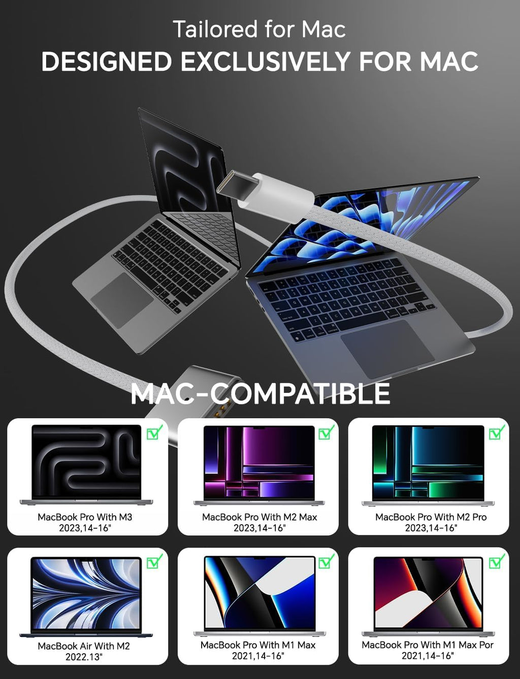 Cargador de 140W para MacBook Pro de 16 y 14 pulgadas, Mac Air de 1...