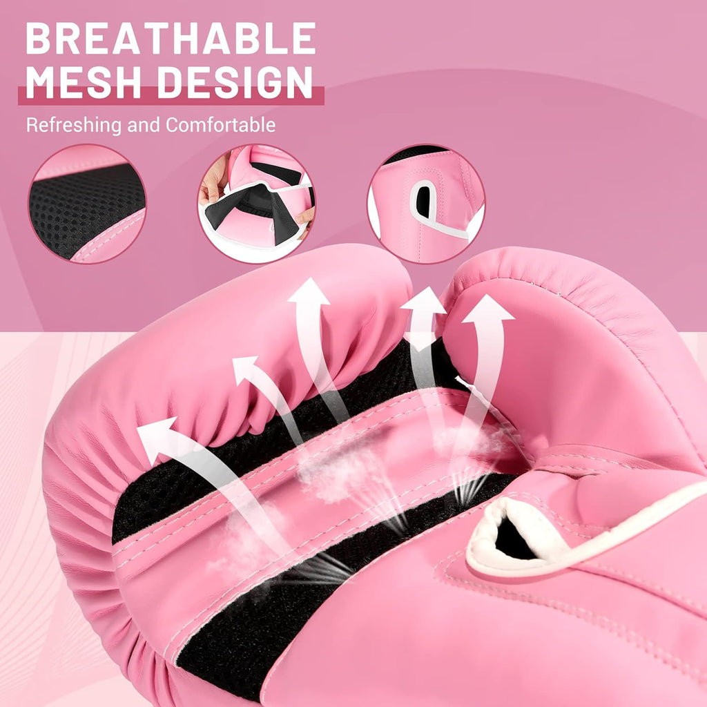 FIVING Guantes de boxeo estilo profesional para mujeres, de cuero P...
