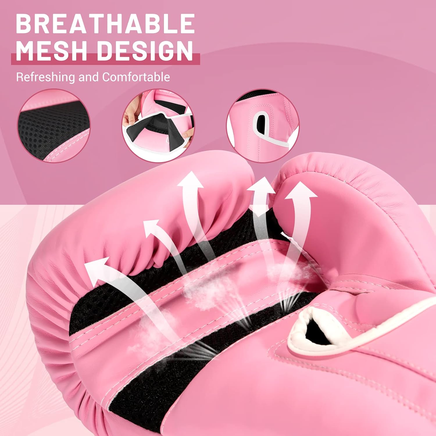 FIVING Guantes de boxeo estilo profesional para mujeres, de cuero P...