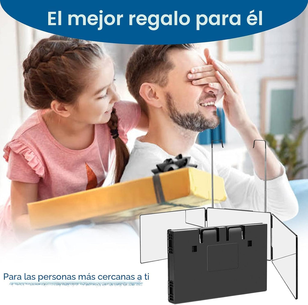 LMZNXCZ con luces LED Espejo de 3 vías para corte de pelo automátic...