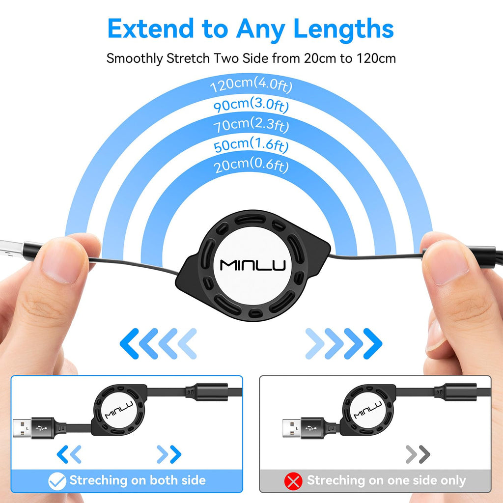 MINLU Cable de carga múltiple 3A, paquete de 2 cables de carga múlt...