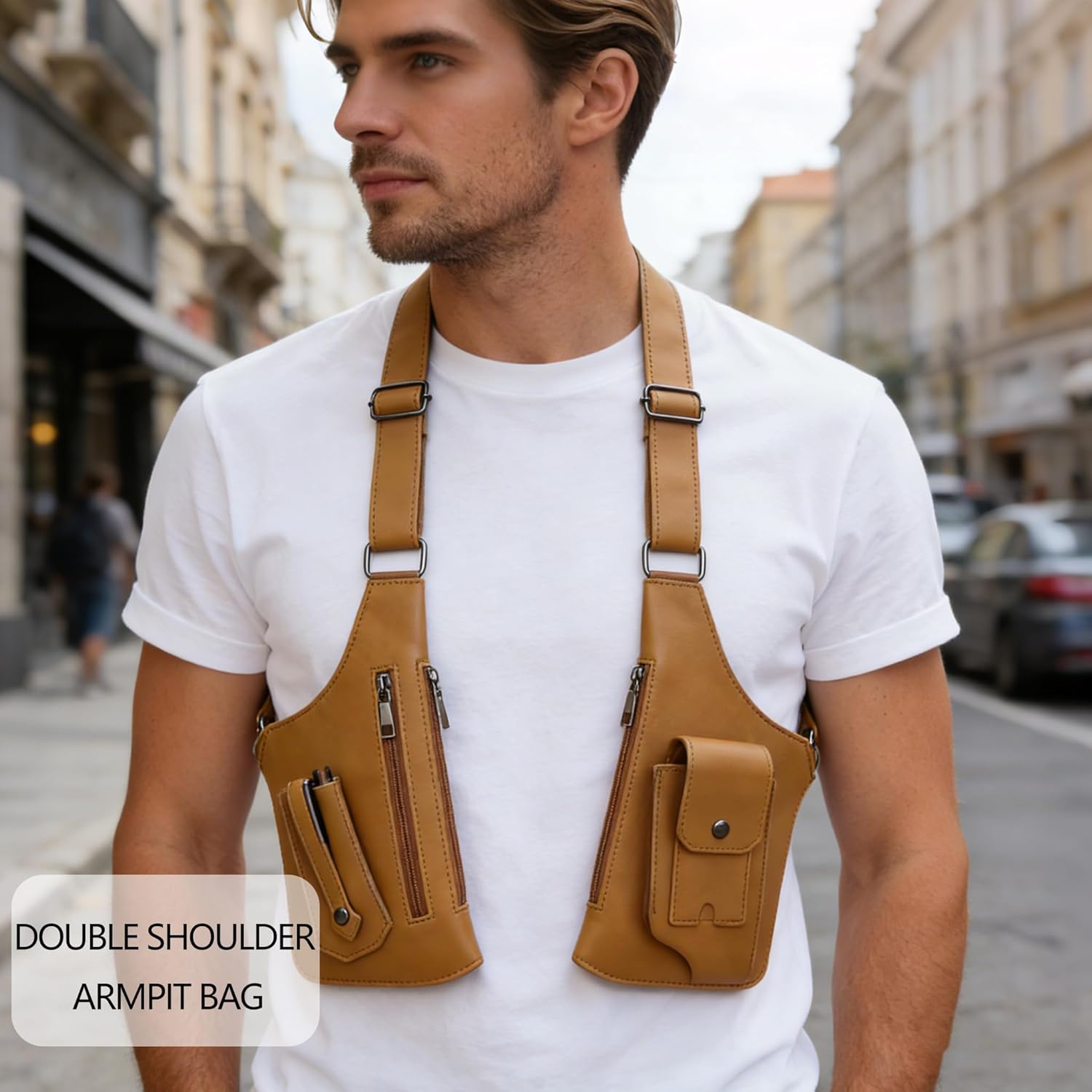 GLAMZLELE Bolsa de axila de doble hombro para hombre, para el pecho...