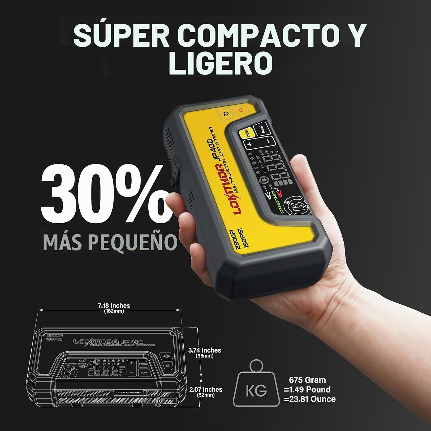 LOKITHOR JP400 Arrancador de salto con compresor de aire, paquete p...
