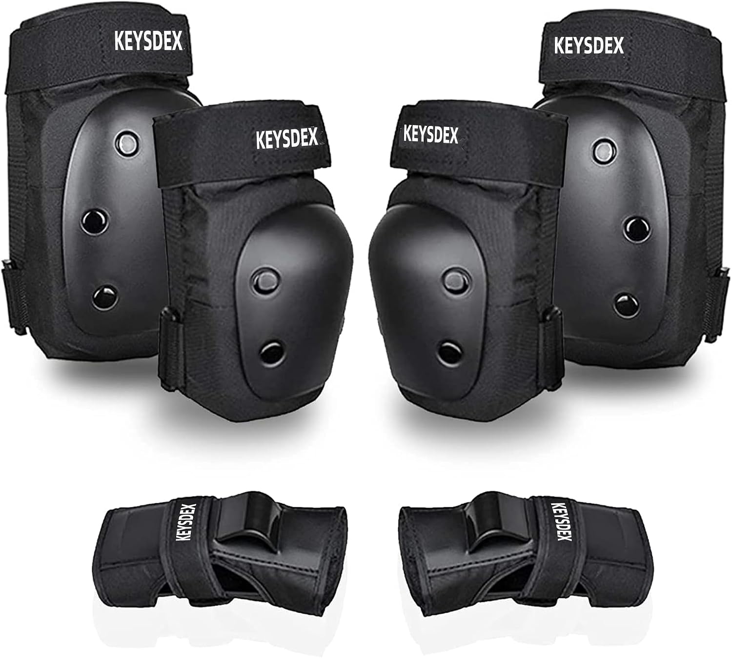 KEYSDEX Rodilleras, coderas, muñequeras 6 en 1, equipo de protecció...