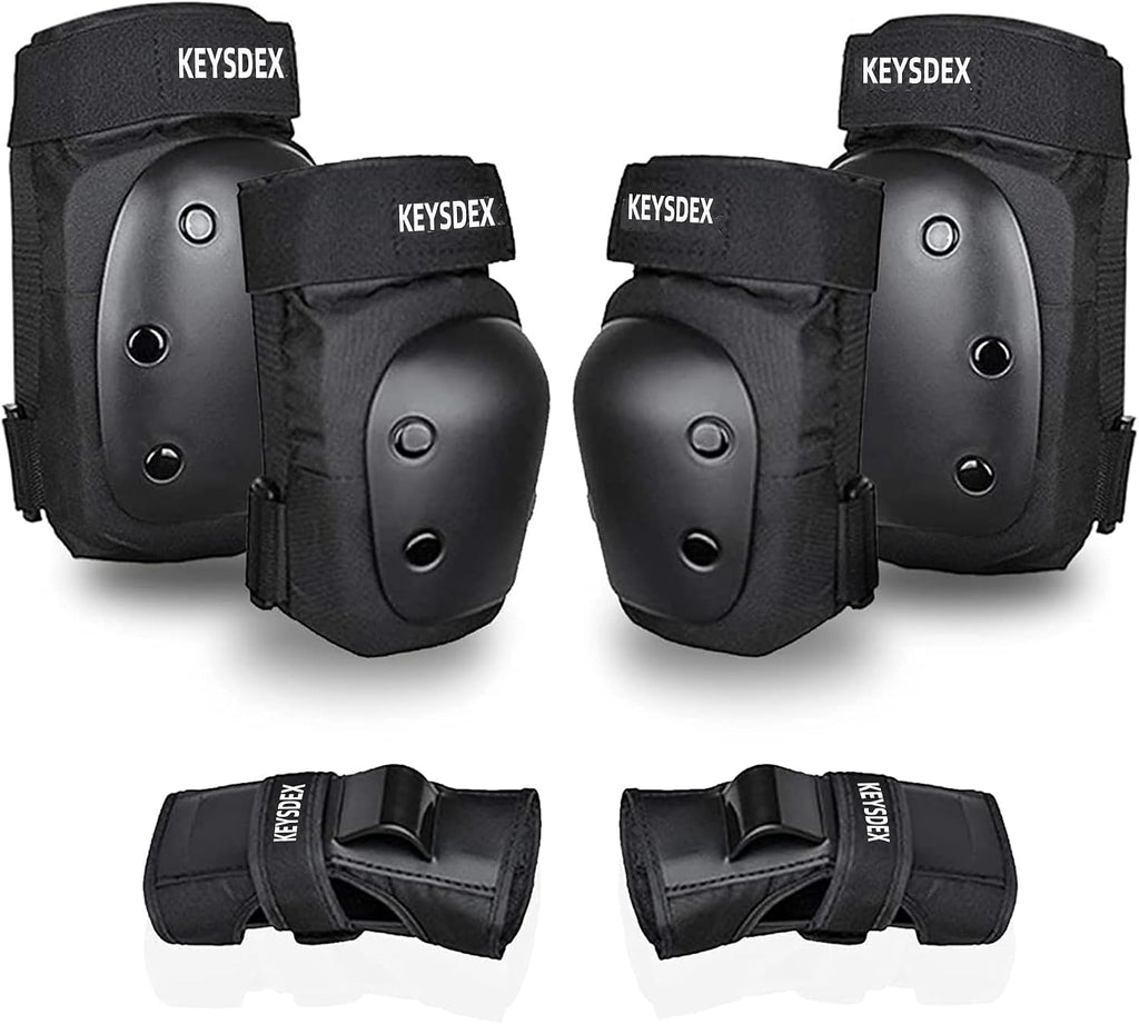 KEYSDEX Rodilleras, coderas, muñequeras 6 en 1, equipo de protecció...