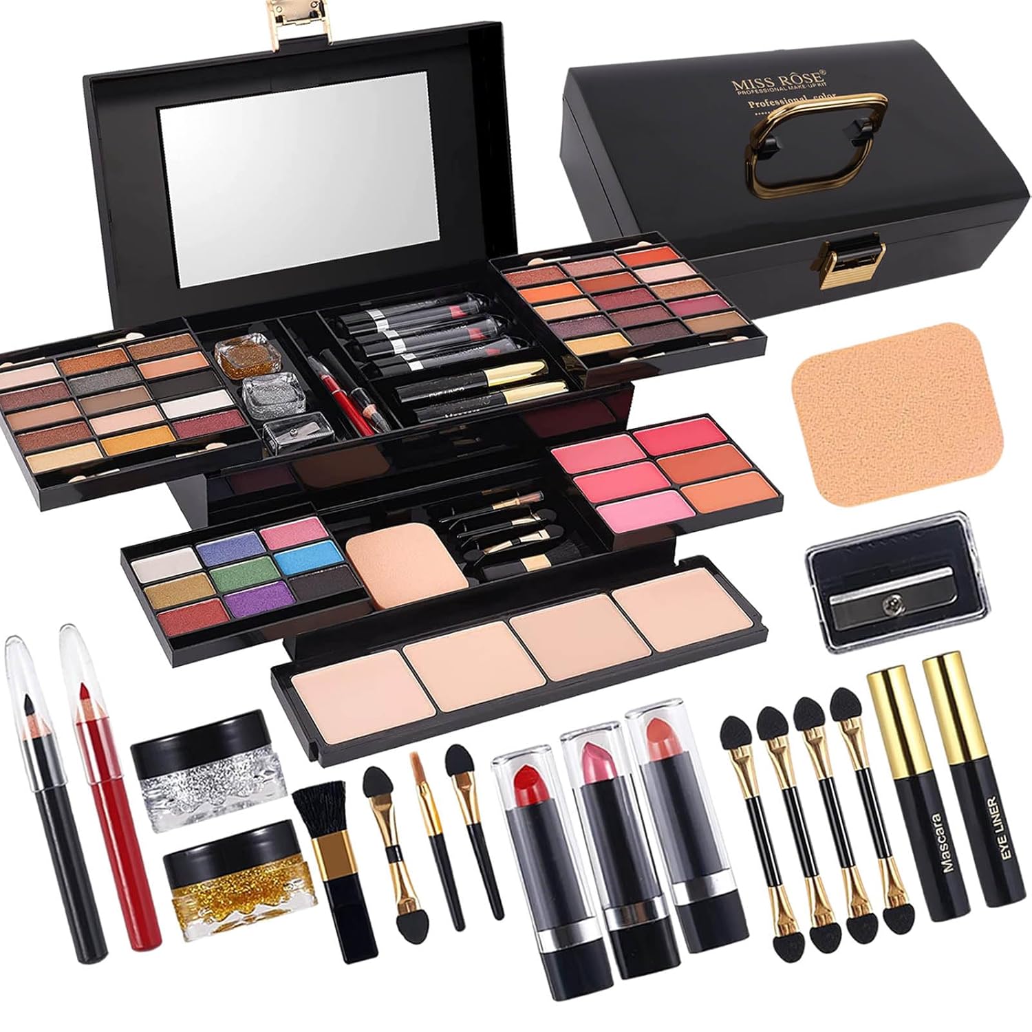 MISS ROSE M - Kit de maquillaje profesional de 58 colores para muje...