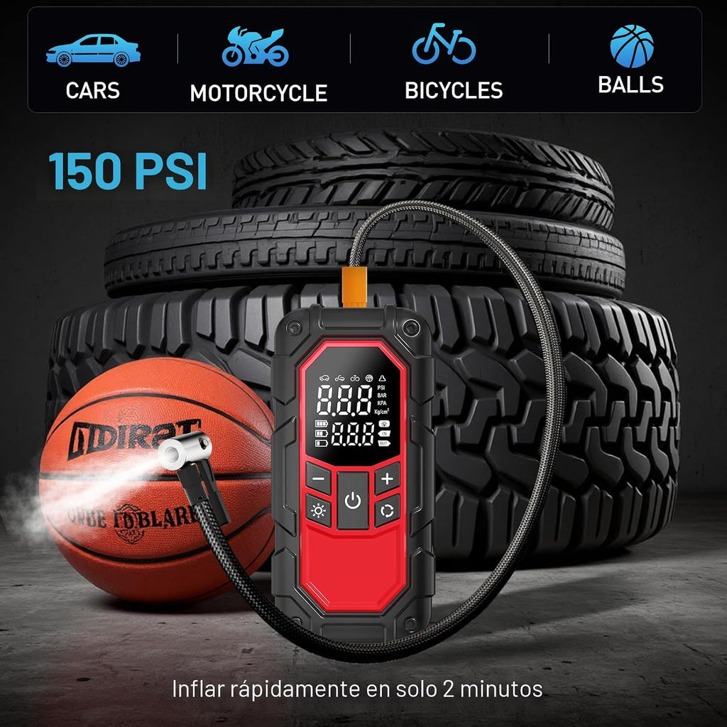 Arrancador con compresor de aire, batería de coche (gasolina 9.0\/6...
