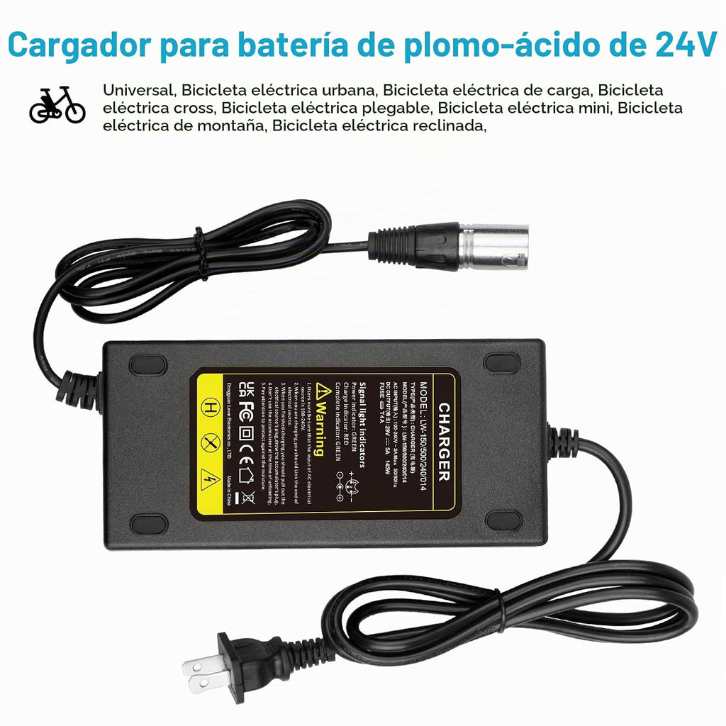 Cargador de batería con conector XLR macho de 3 pines de 24V 5A par...