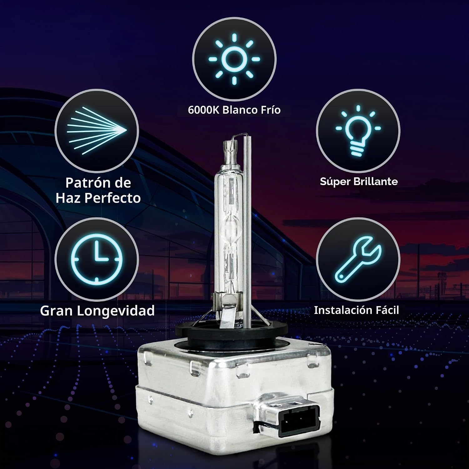 Innovited Bombillas de xenón HID D1S de 6000 K, luz blanca fría, ha...