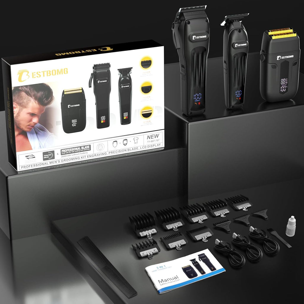 BESTBOMG® Cortapelo para hombres, cortapelos profesionales, juego d...
