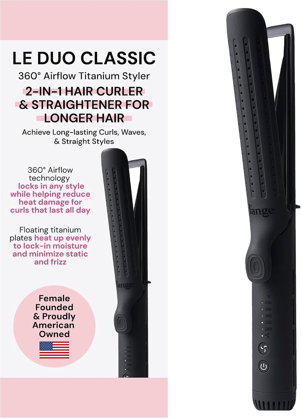 L'Ange Hair Le Duo Grande - Moldeador de flujo de aire de 360°,...