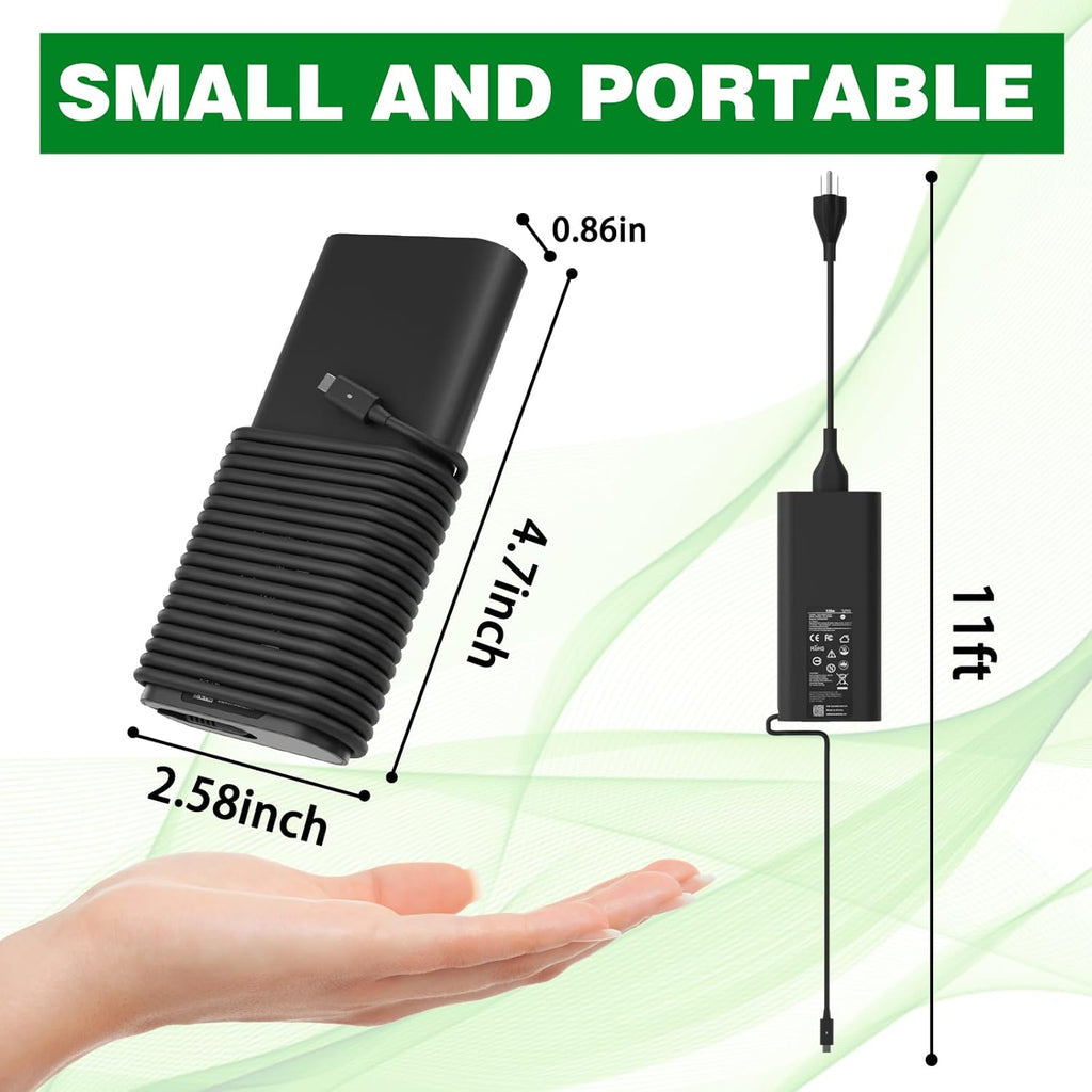 Cargador de laptop USB C de 130W compatible con computadora Dell XP...