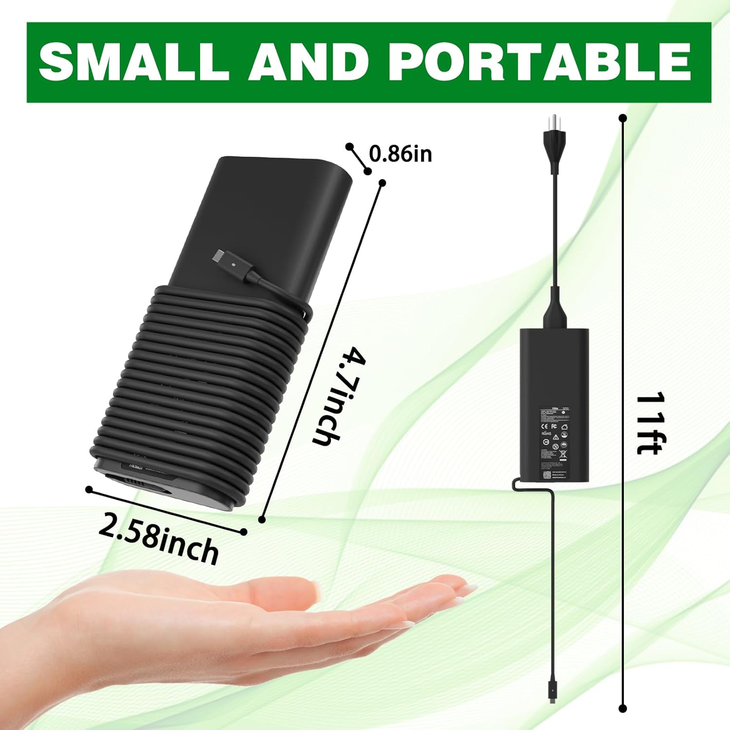 Cargador de laptop USB C de 130W compatible con computadora Dell XP...