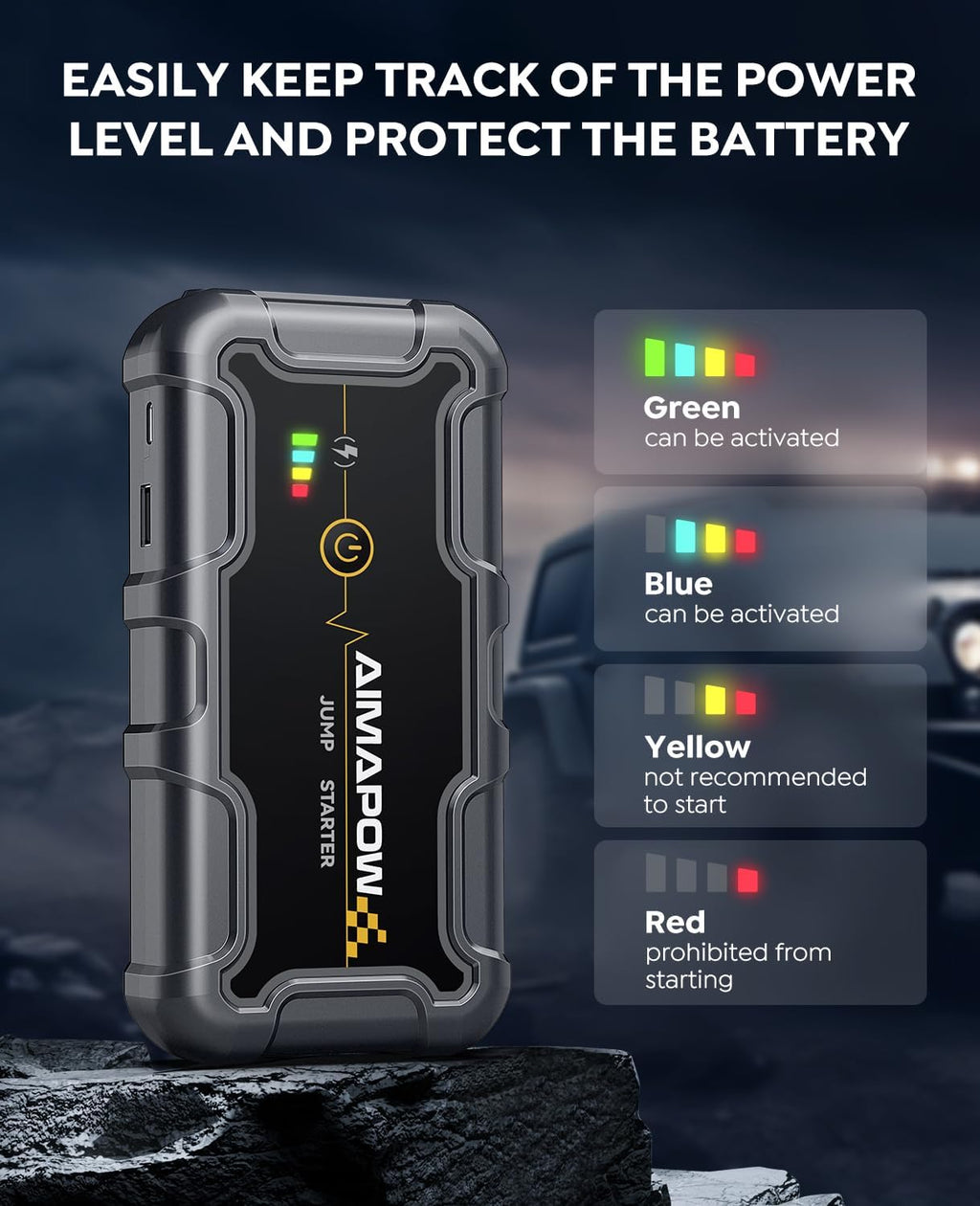 AIMAPOW - Arrancador portátil de batería de coche de 8000A, caja de...