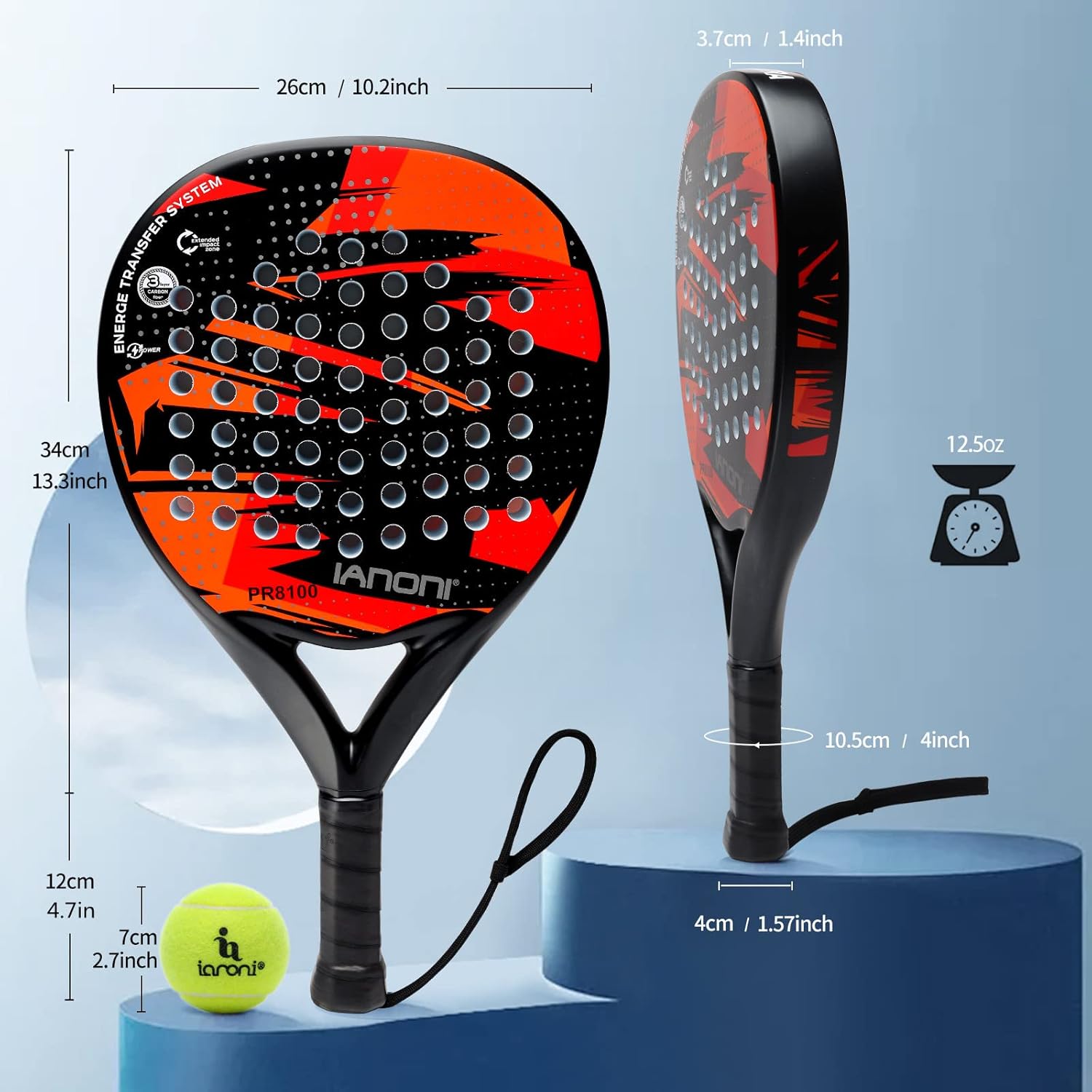 Pala de pádel Superficie de Fibra de Carbono con núcleo de espuma E...