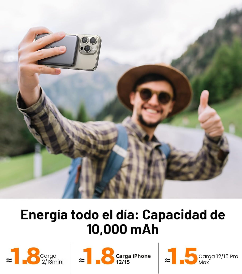TORRAS MiniMag Power Bank, cargador portátil inalámbrico ultra delg...