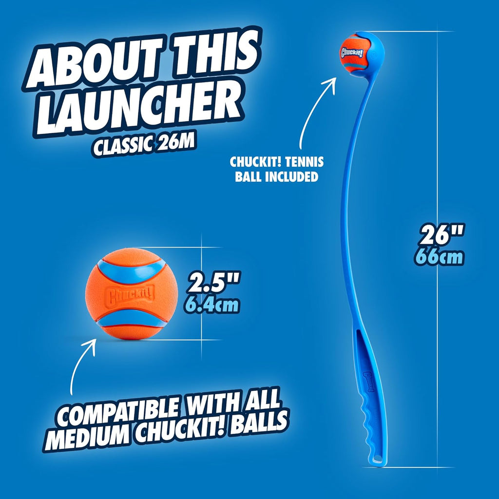Chuckit! Paquete de pelota y lanzador Ultra para perros clásico 26M...
