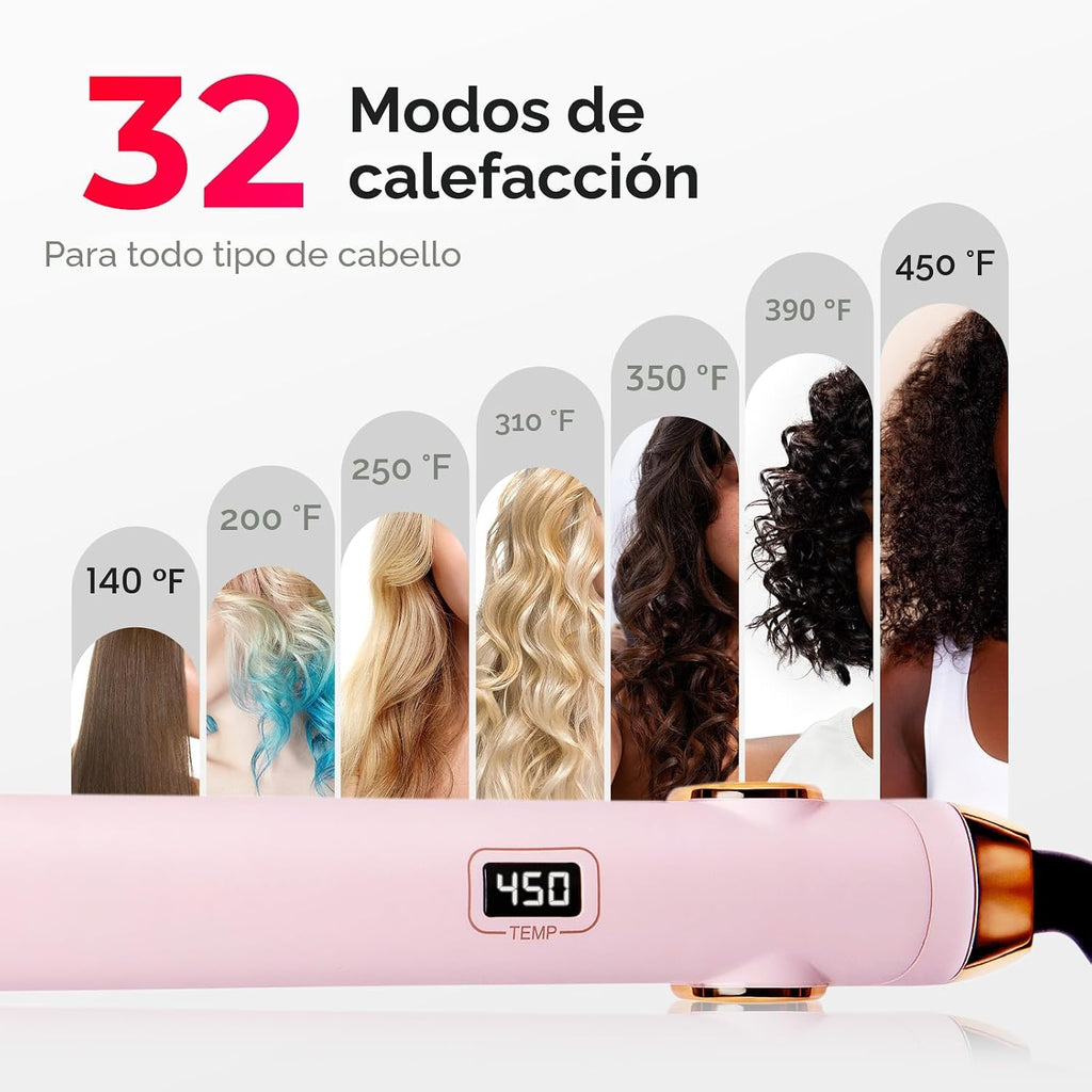 TYMO Plancha alisadora de pelo y rizador 2 en 1 con calentamiento r...
