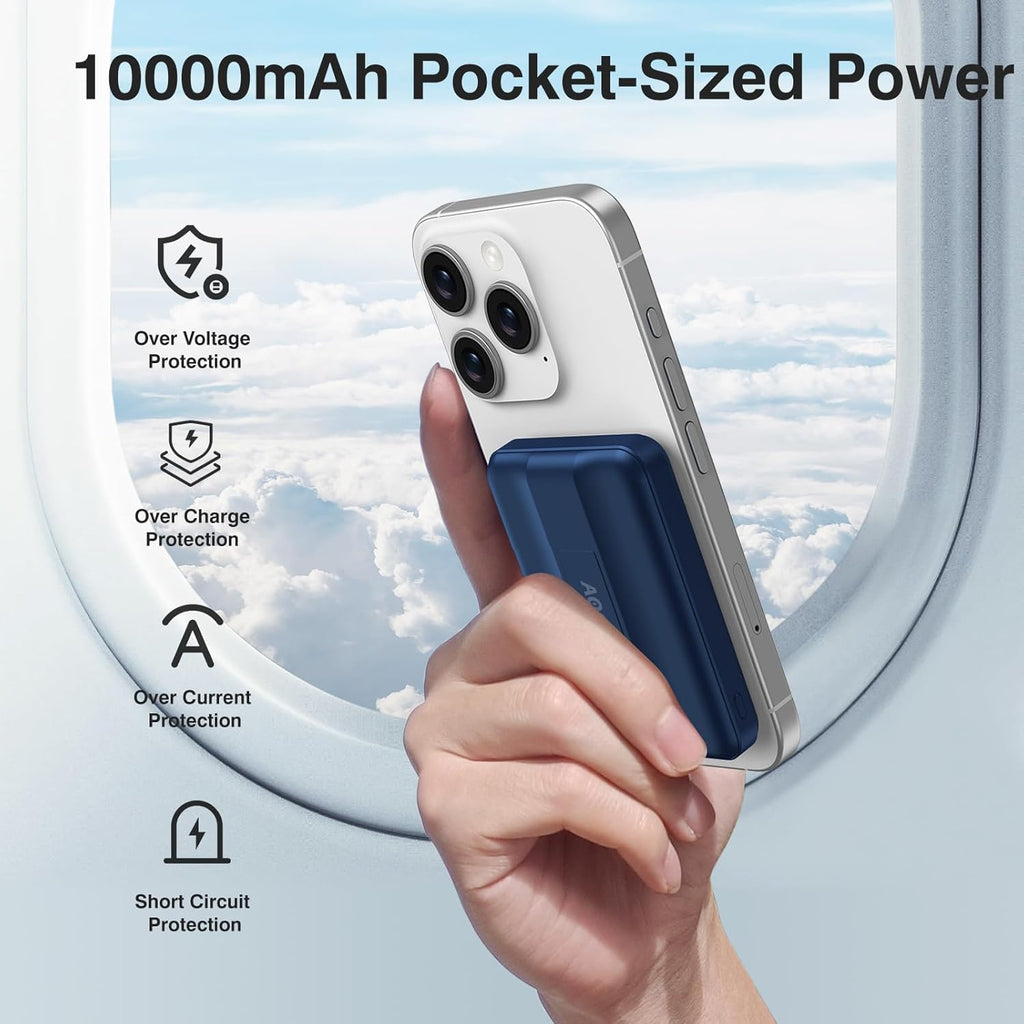 AOGUERBE Cargador portátil MagSafe, banco de energía magnético de 1...