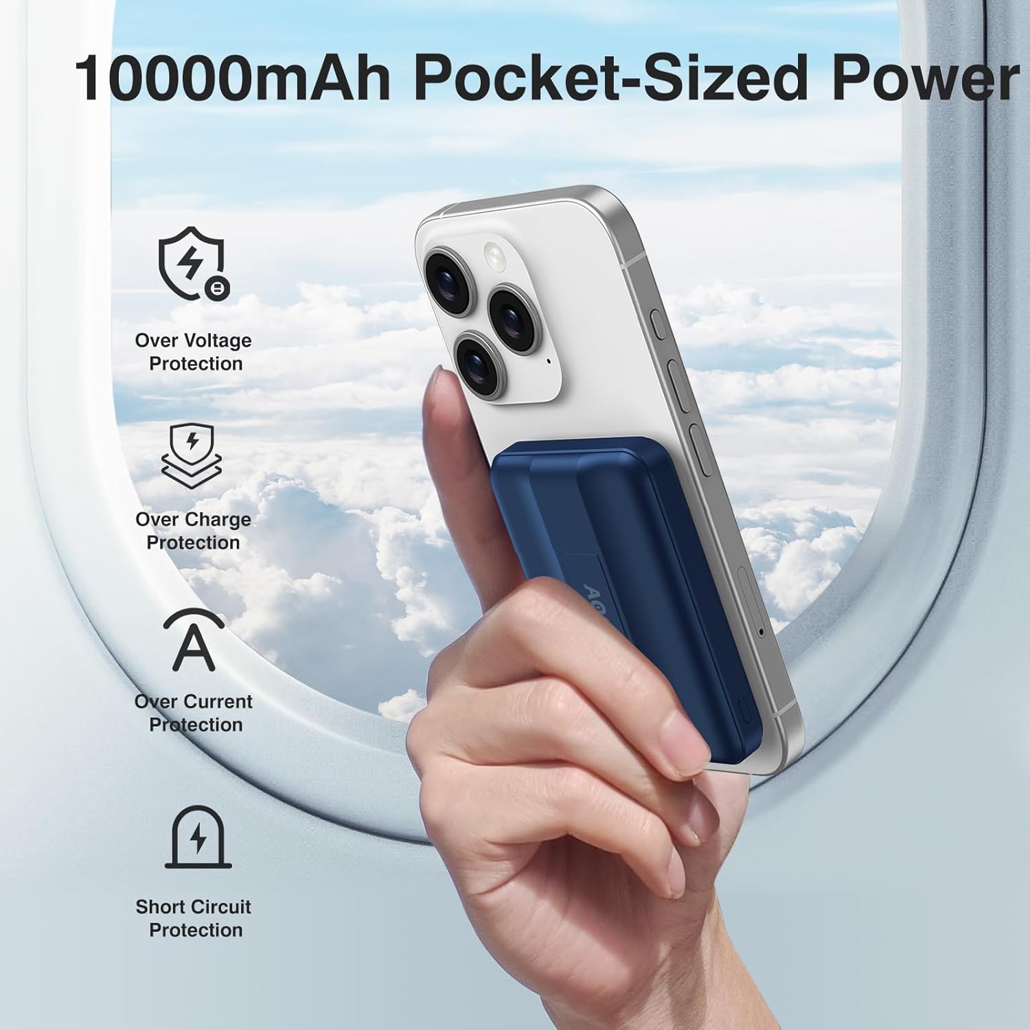 AOGUERBE Cargador portátil MagSafe, banco de energía magnético de 1...