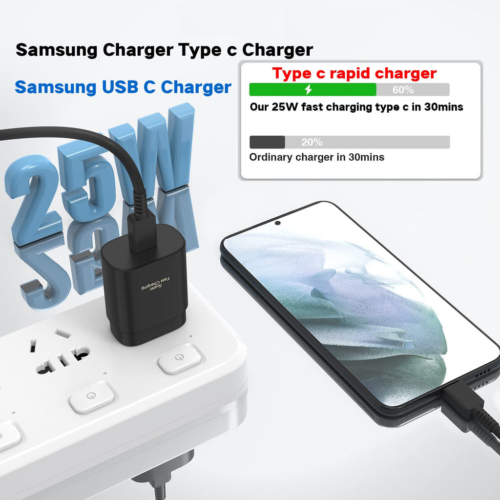 Samsung Cargador súper rápido, cargador Samsung de 25 W, bloque de...