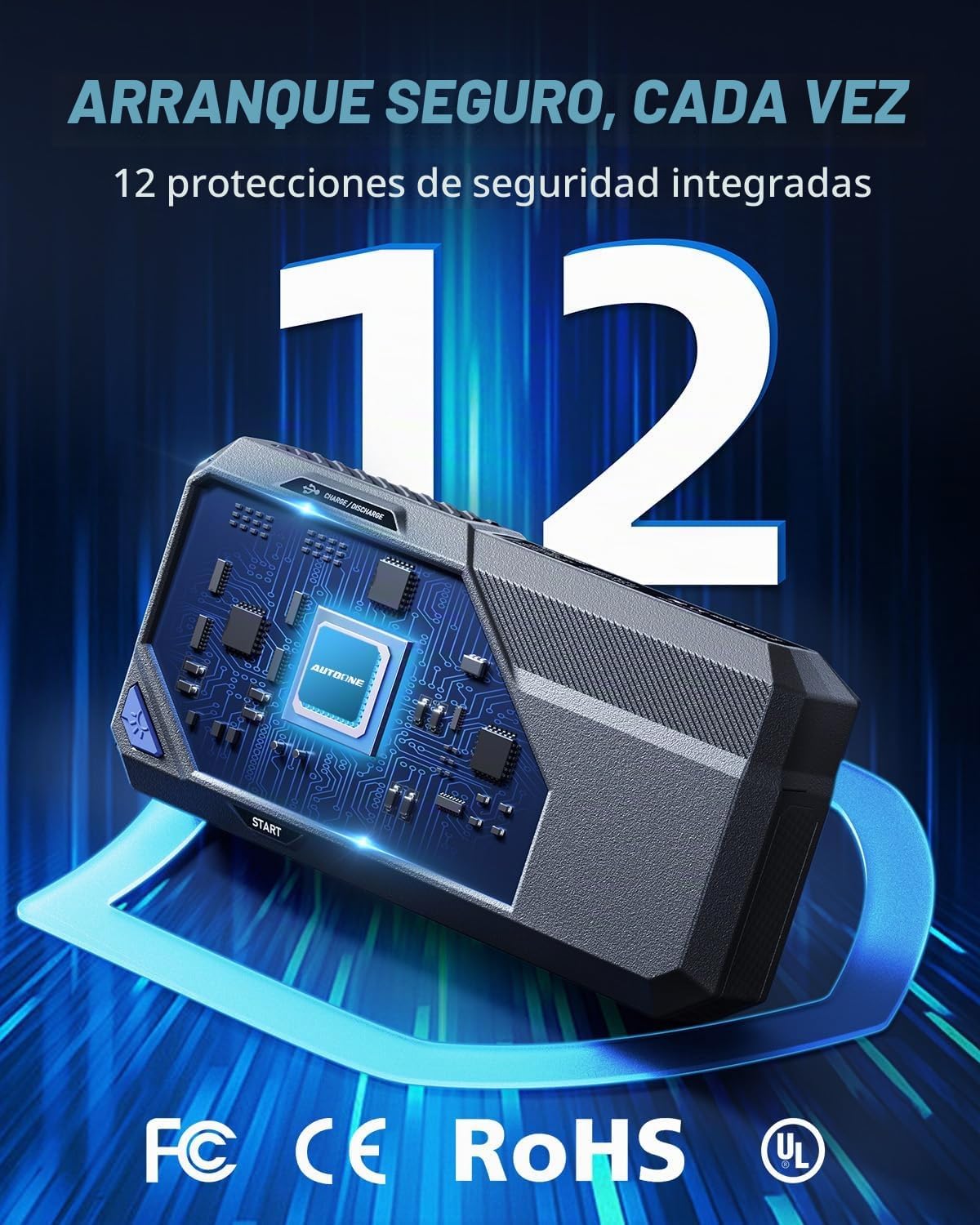 AUTOONE M5 8500A - Arrancador de batería portátil para auto de 12 V...