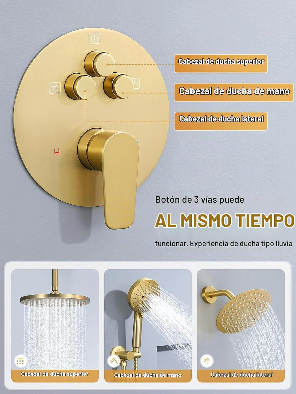 Woindo Juego de grifo de ducha de 10 pulgadas, cabezal de ducha lat...