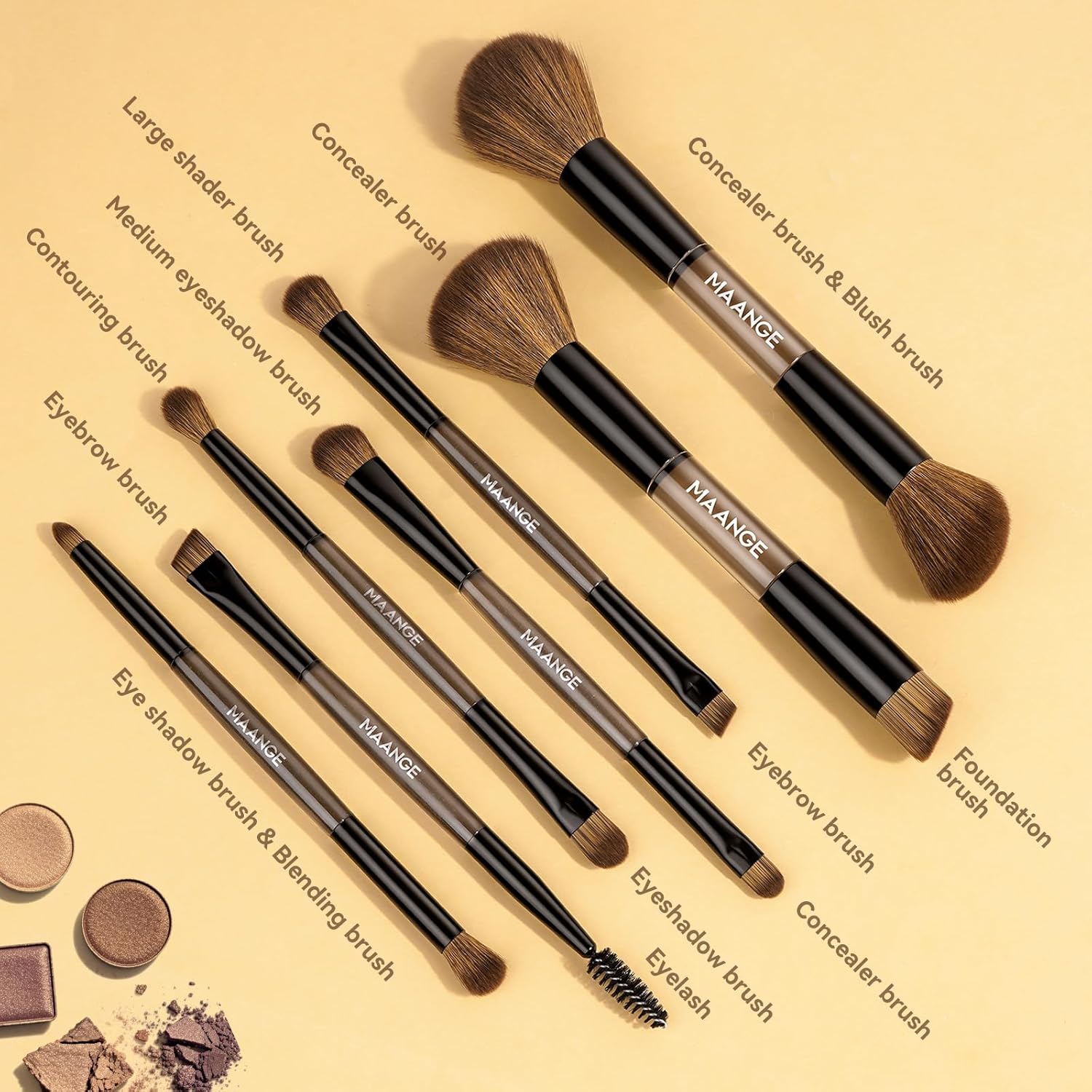 MAANGE Juego de 7 pinceles para maquillaje con bolsa, brochas de ma...