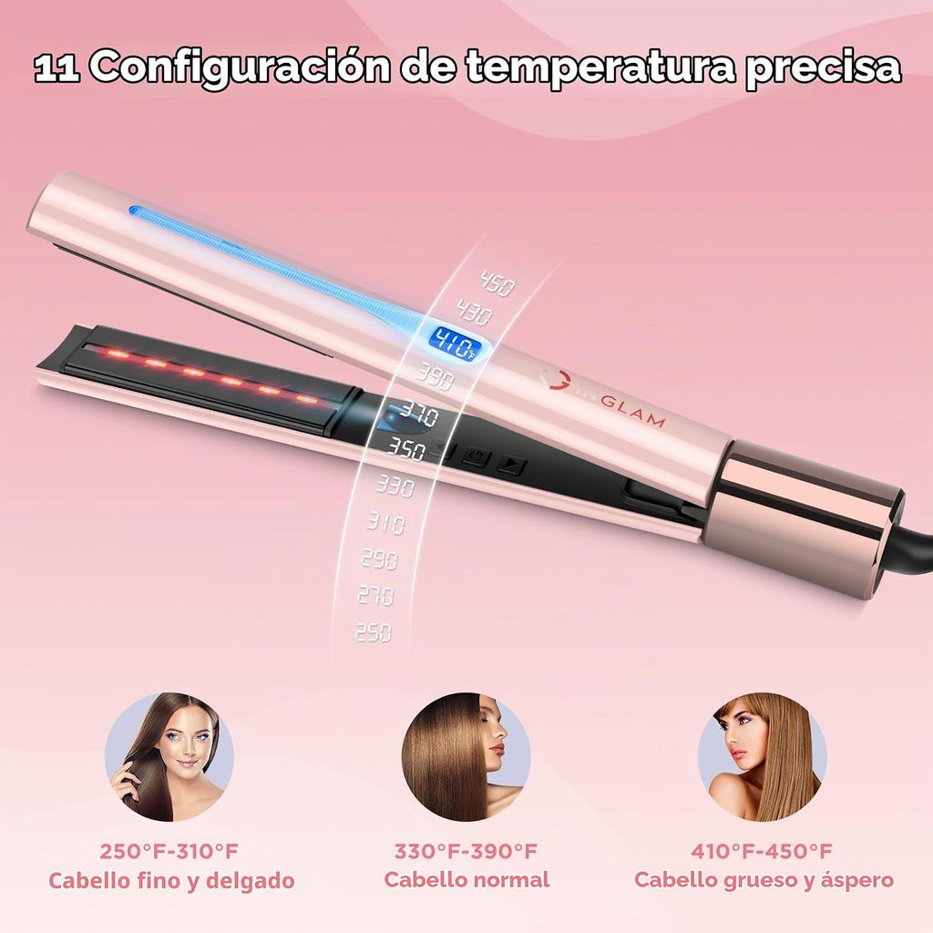 IG INGLAM Plancha lisa para el cabello de titanio, rizador de pelo...