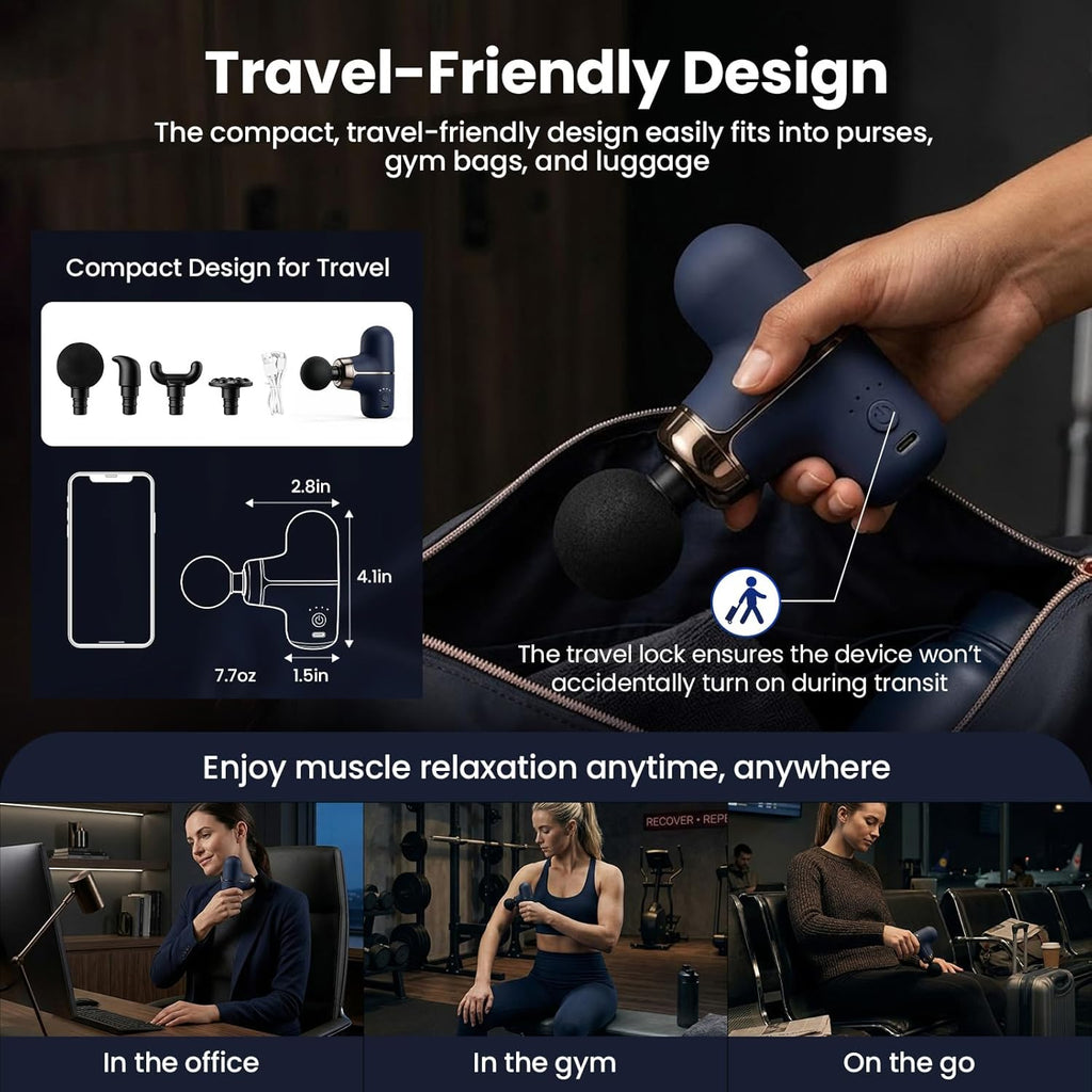 RIKA Mini Massage Gun with 4 Massage Heads, Percussion Deep Tissues...