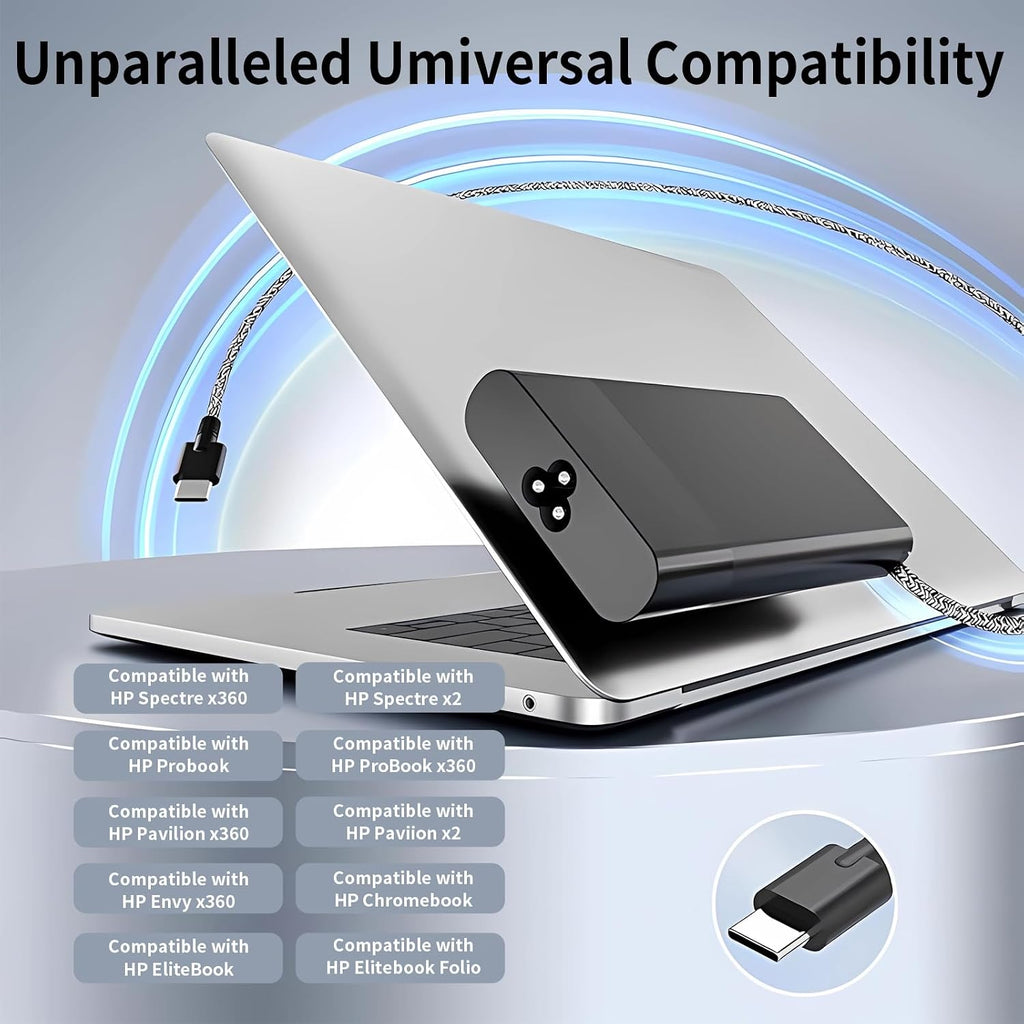 Cargador delgado para portátil HP 65W USB C, repuesto para HP Envy...
