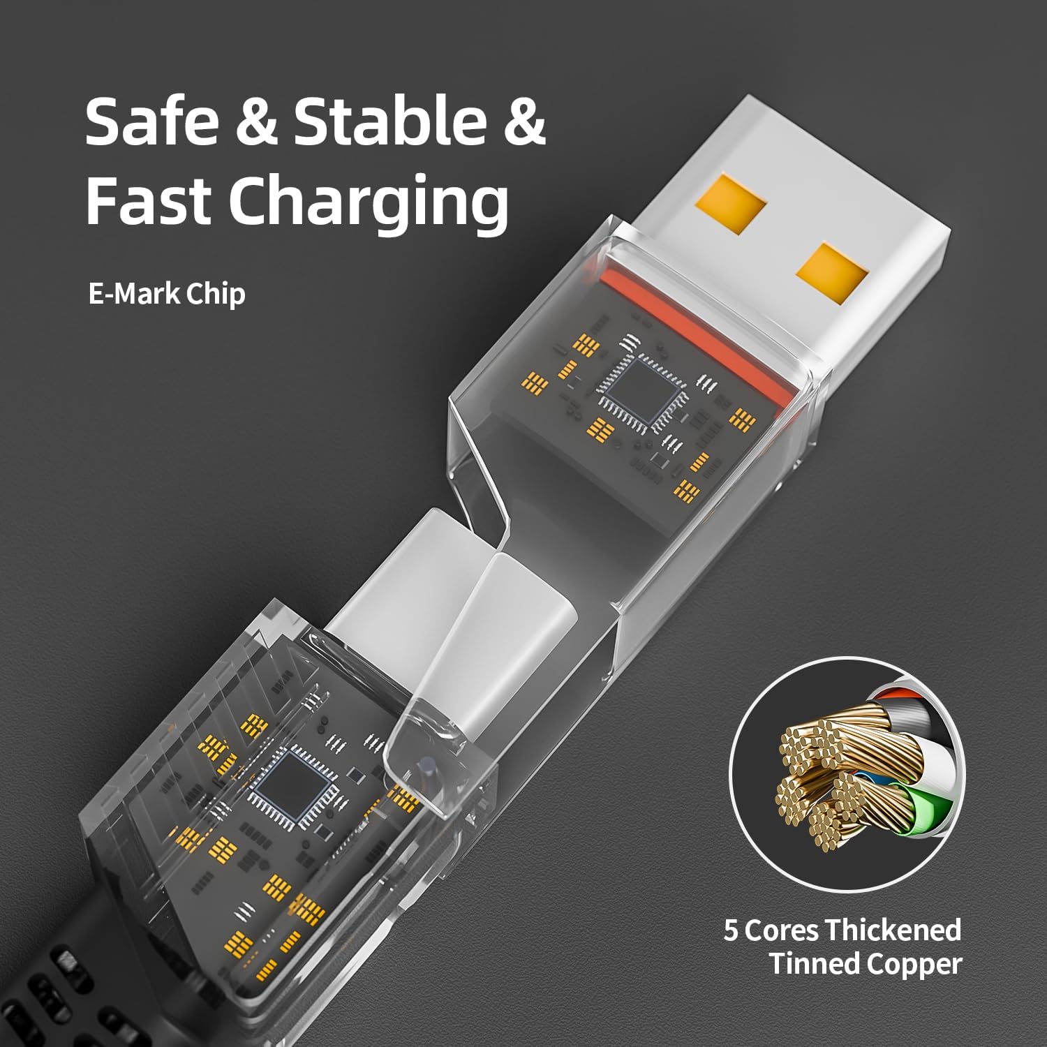 Cable de Carga 4 en 1 de Carga Rápida de 65W, Cable USB C 4 en 1 Ca...