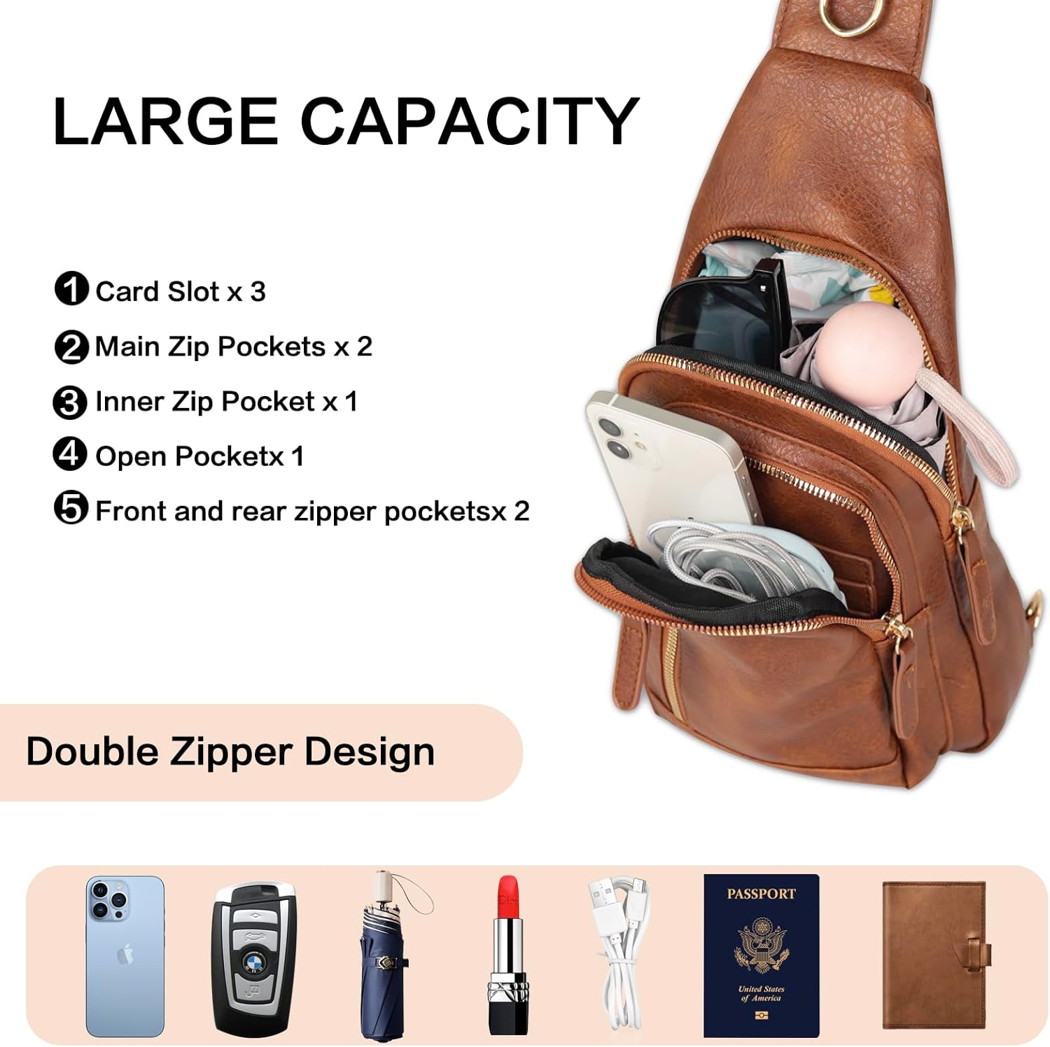 Relang Bolso bandolera para mujer, cangureras de cuero cruzado para...