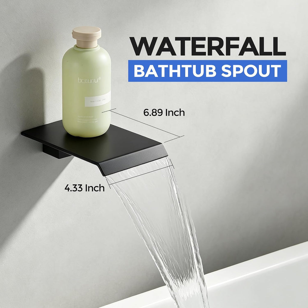 ALGRTS Grifo de bañera en cascada de montaje en pared con ducha de...