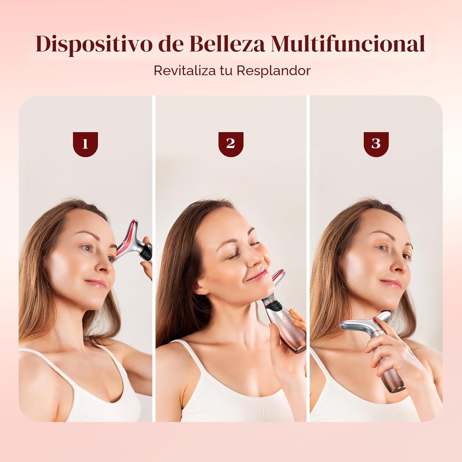 Pedete Masajeador Facial, Terapia de Luz Roja de 7 Colores para Ros...