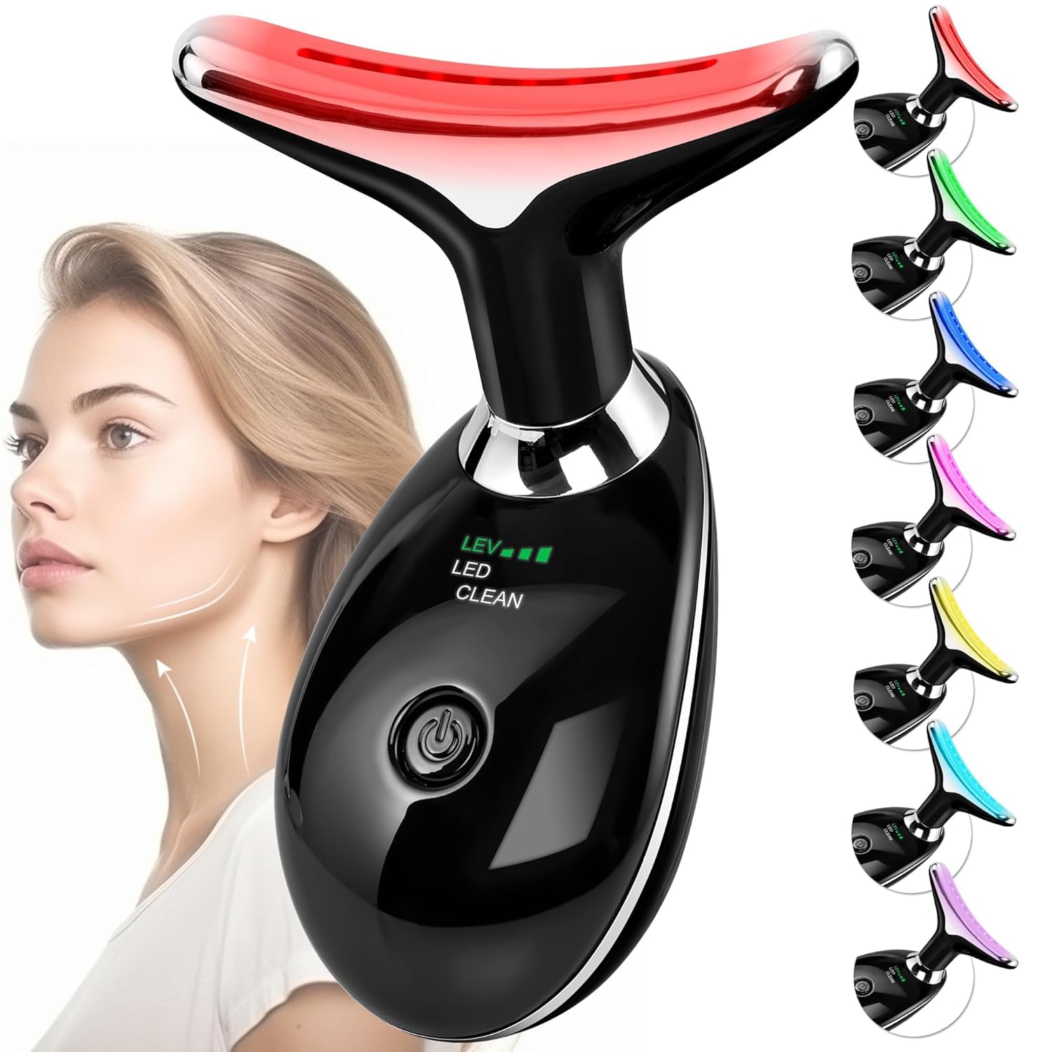 Masajeador facial con terapia de luz roja para cara y cuello, varit...