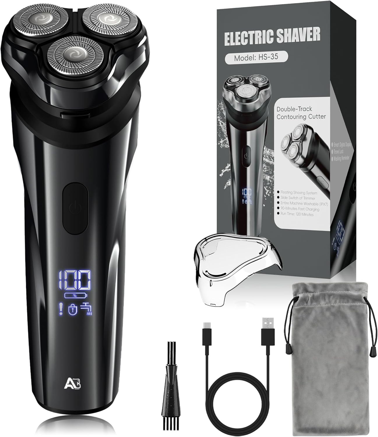 ABGAB Afeitadora eléctrica recargable para hombres, maquinilla de a...