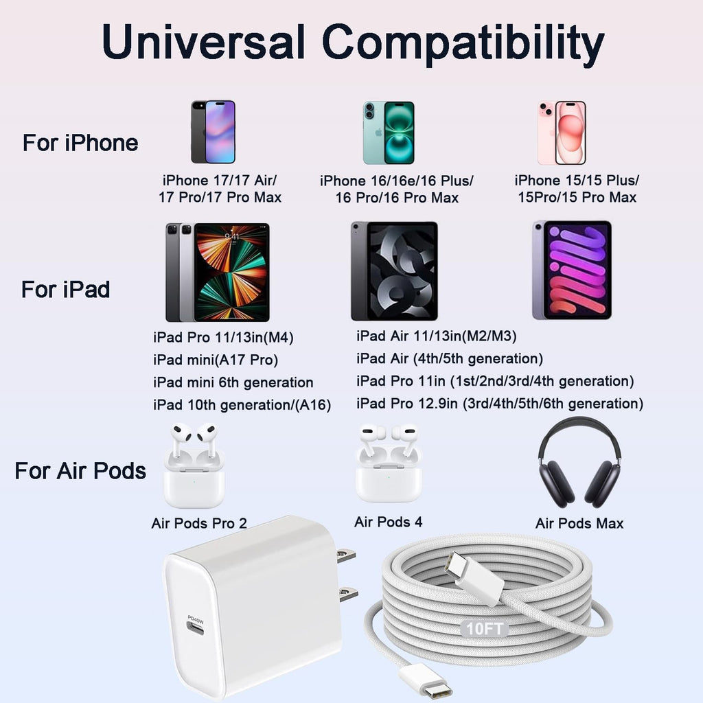 Cargador para iPhone 17\/16\/15 de carga rápida, paquete de 3 carga...